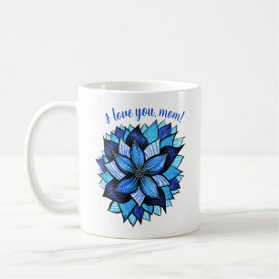 I Love You Mum Blue Flower Mothers Day Coffee Mug