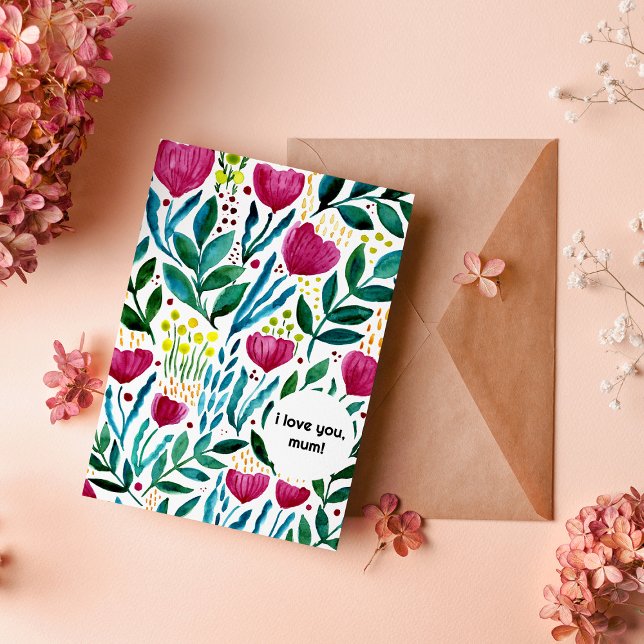 I love you, mum botanical illustration holiday card (Creator Uploaded)