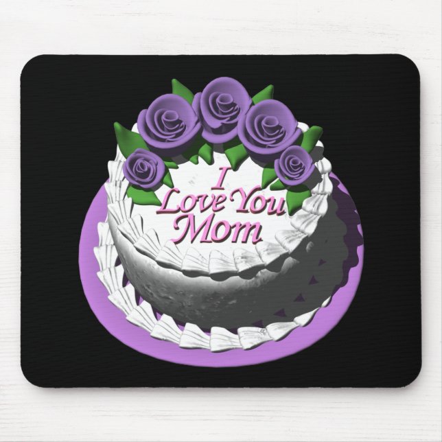 I Love You Mum Cake Mouse Mat (Front)
