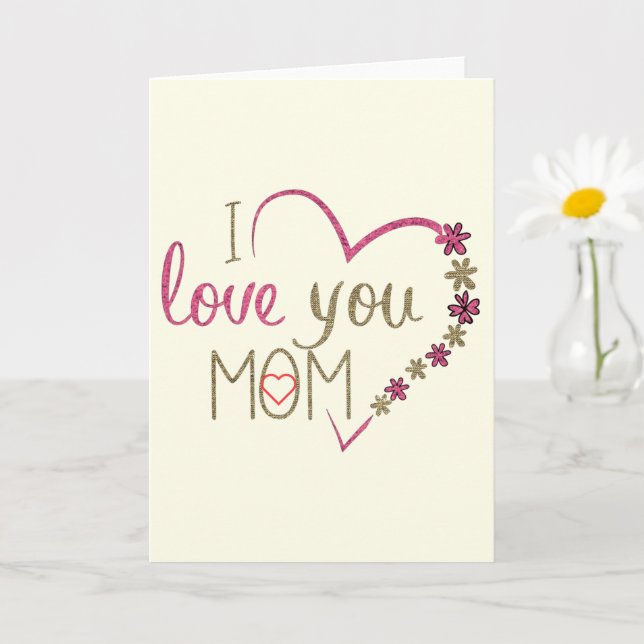 I Love You Mum Card Heart Happy Mother's Day (Small Plant)