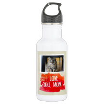 I Love You, Mum Custom Cat Photo Water Bottle (W)