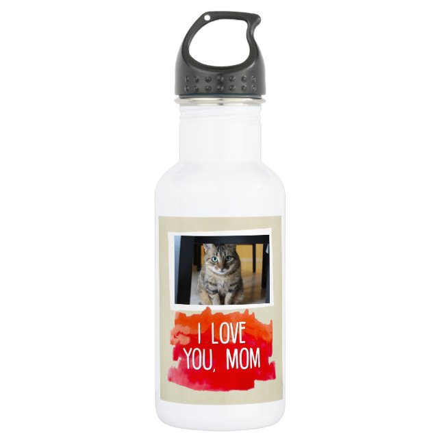I Love You, Mum Custom Cat Photo Water Bottle (W) (Front)