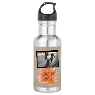 I Love You, Mum Custom Dog Photo Water Bottle (B)