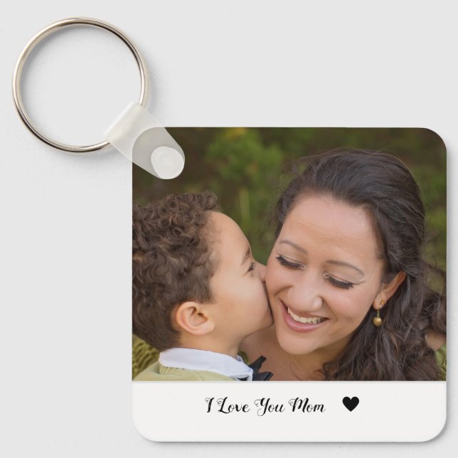 I Love you mum custom photo keychain mother's day, (Front)