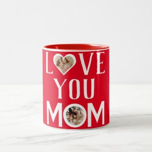 I Love You Mum Cute 2 Photo Happy Mothers Day Two-Tone Coffee Mug