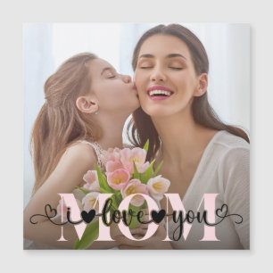 I Love You Mum Cute Custom Photo Magnetic Card