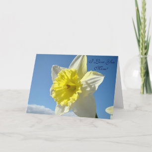 I Love You Mum! Daffodil Flower Spring Blue Sky Card