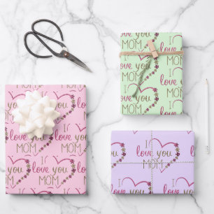 I Love You Mum Design  Wrapping Paper Sheet