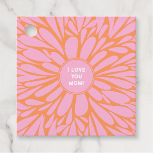 I love you mum floral burst pastel orange pink favour tags