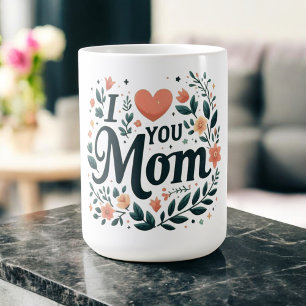 I Love You Mum - Floral Heart Coffee Mug