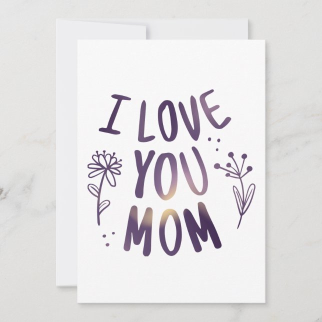 I Love You Mum Floral Mothers Day Gift Ideas Invitation (Front)