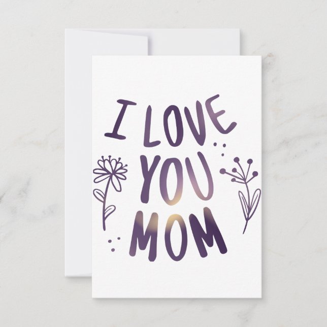 I Love You Mum Floral Mothers Day Gift Ideas Thank You Card (Front)