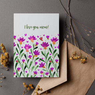 I love you mum forget me not flowers Mother's day Holiday Card