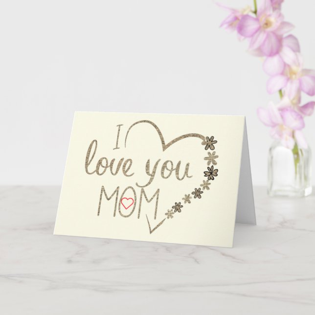 I Love You Mum Happy Mother's Day Card with Heart (Orchid)