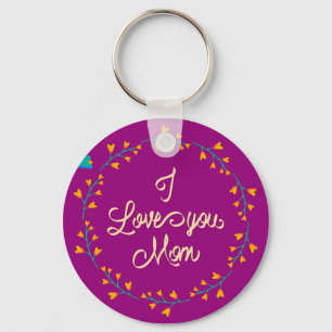 I Love You Mum Happy Mother's Day Floral Wreath Key Ring