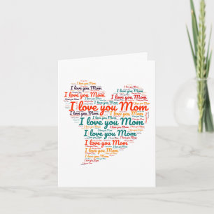 I love you Mum Heart Word Art Mother's Day Card