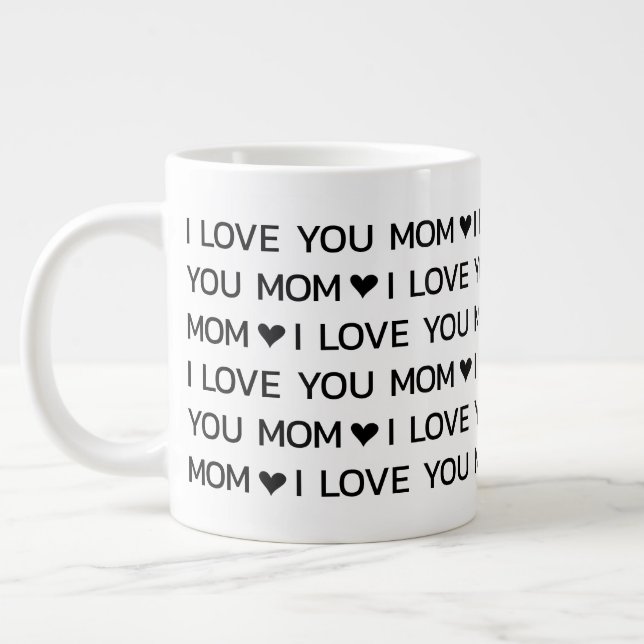 I Love You Mum Hearts Large Coffee Mug (Left)