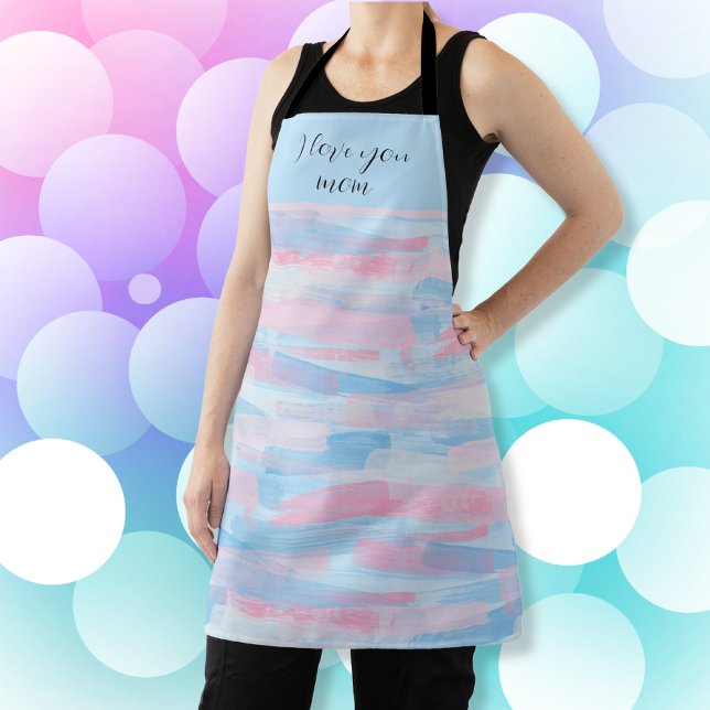 I Love You Mum - Modern Pastel Customisable Apron (I Love You Mom - Modern Pastel Customizable Apron)