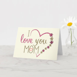 I Love You Mum Mother's Day Card with Heart