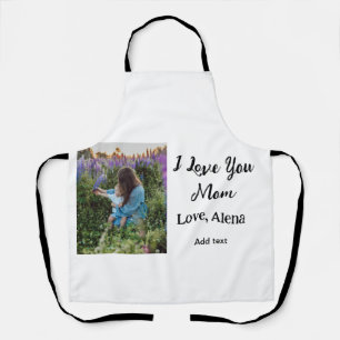 I love you mum mother's day elegant add photo text apron