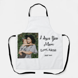 I love you mum mother's day elegant add photo text apron