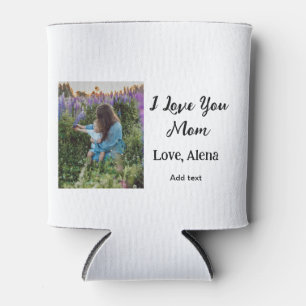 I love you mum mother's day elegant add photo text can cooler