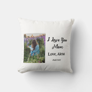 I love you mum mother's day elegant add photo text cushion