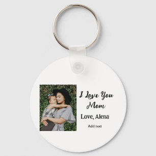 I love you mum mother's day elegant add photo text key ring