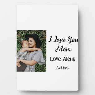 I love you mum mother's day elegant add photo text plaque