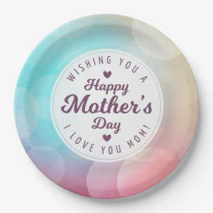 I Love You Mum Mother's Day Paper Plate