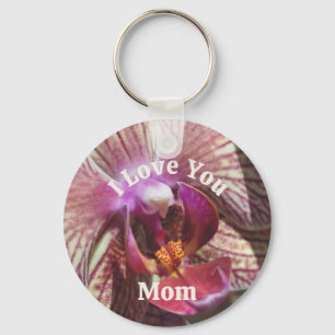 I Love You Mum Orchid Flower Up Close  Key Ring