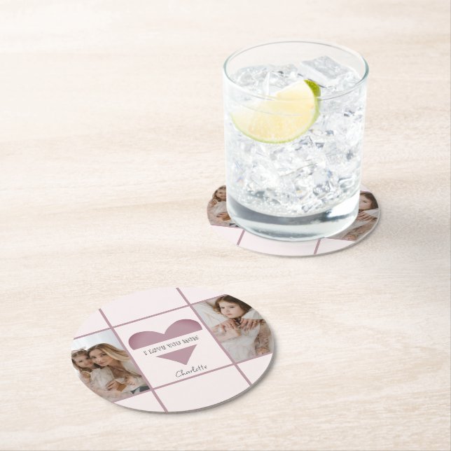 'I Love You Mum' Personalised Paper Coaster (Insitu)