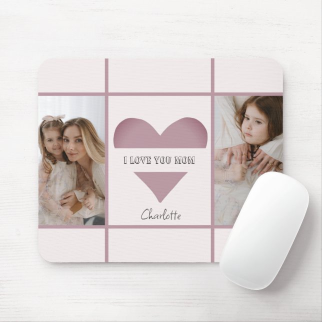 “I Love You Mum” Personalised Photos Mouse Pad  (With Mouse)