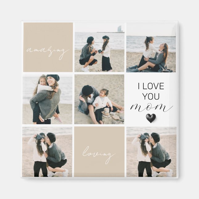 I Love You Mum | Photo Collage | Mocha Magnet (Front)