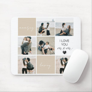 I Love You Mum Photo Collage Mocha Mouse Mat