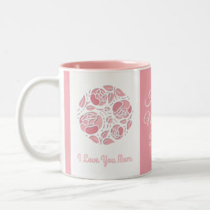 I Love You Mum Pink White Mother's Day Two-Tone Coffee Mug