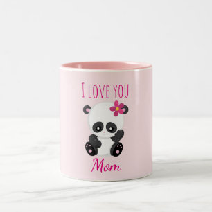 I love you Mum Pretty Panda Pink Two-Tone Coffee Mug