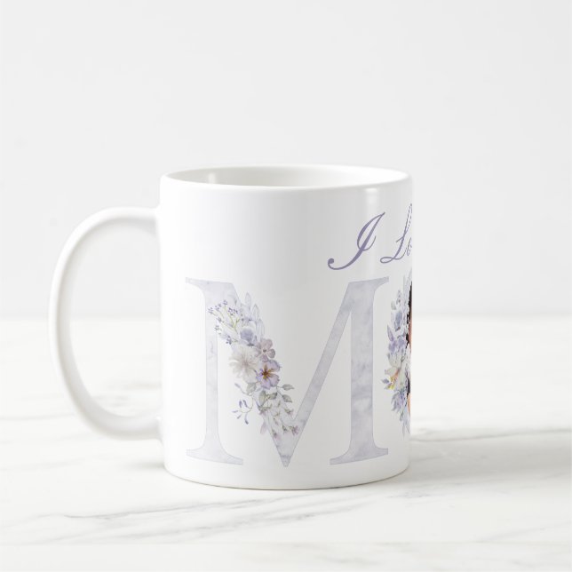 I Love You Mum Purple Flowered Coffee Mug (Left)
