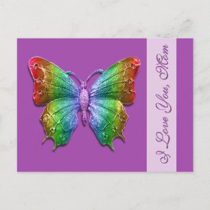I Love You Mum Rainbow Butterfly for Mother's Day Postcard
