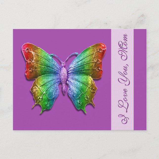 I Love You Mum Rainbow Butterfly for Mother's Day Postcard (Front)