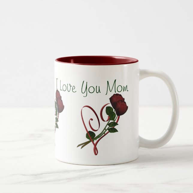 I Love You Mum Red Roses Heart Coffee Mug (Right)