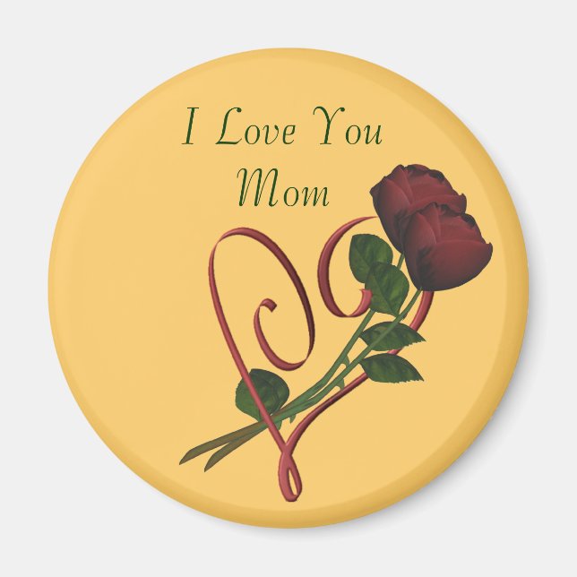 I Love You Mum Red Roses Heart Magnet (Front)