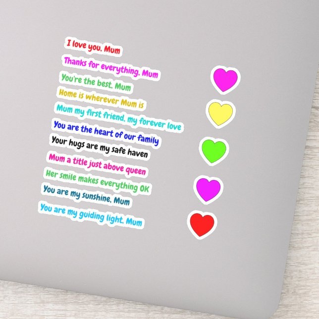 I Love You Mum Stickers (Message Gift) (Love You Mum Sticker)