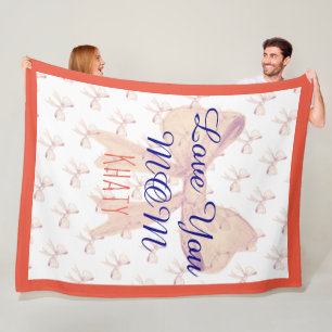 I Love You Mum Typography Cute Modern Mothers Day Fleece Blanket