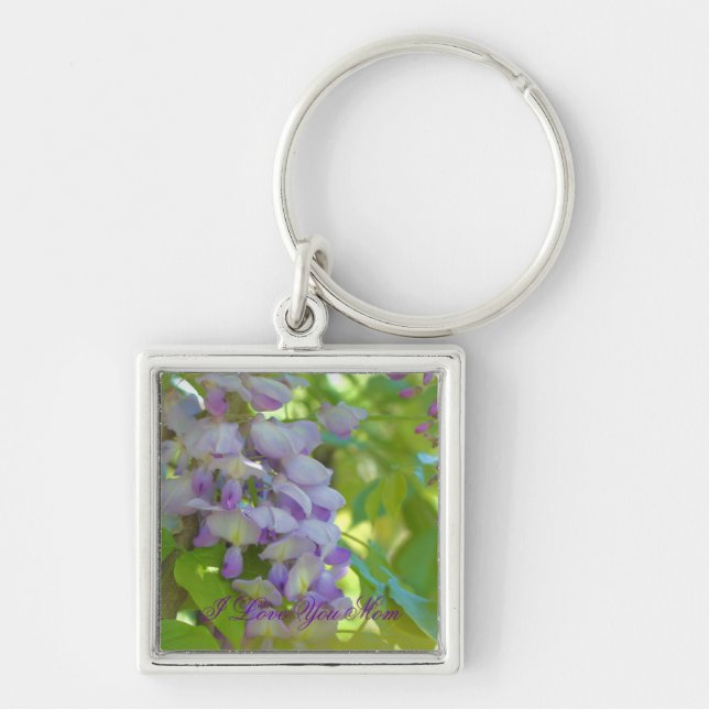 I Love You Mum Wisteria Flower Keychain (Front)