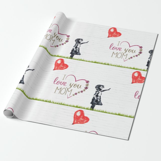 I Love You Mum Wrapping Paper (Unrolled)