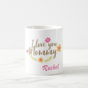 I love you mummy flowers personalise coffee mug