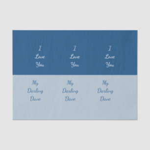 I Love You My Darling Blue Colour block Tissue Paper