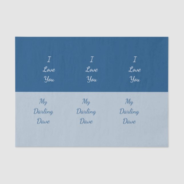 I Love You My Darling Blue Colour block Tissue Paper (Front)