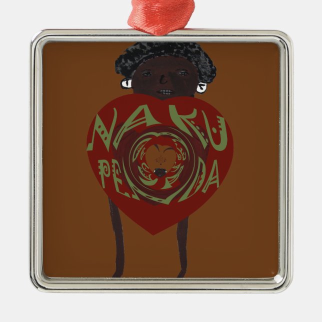 I love You! Nakupenda Sana Metal Tree Decoration (Front)